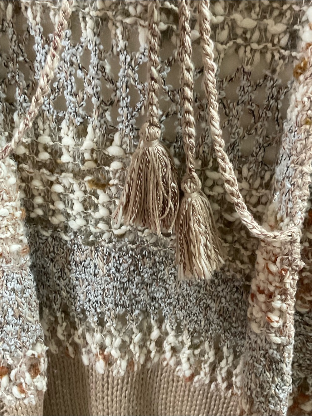 Multiples Open Knit Fringe Vest Boho Crochet Sleeveless size Small boho festival - Picture 11 of 15